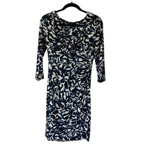 Ralph Lauren Black and White Sheath Dress with Cowl Neck Size 4